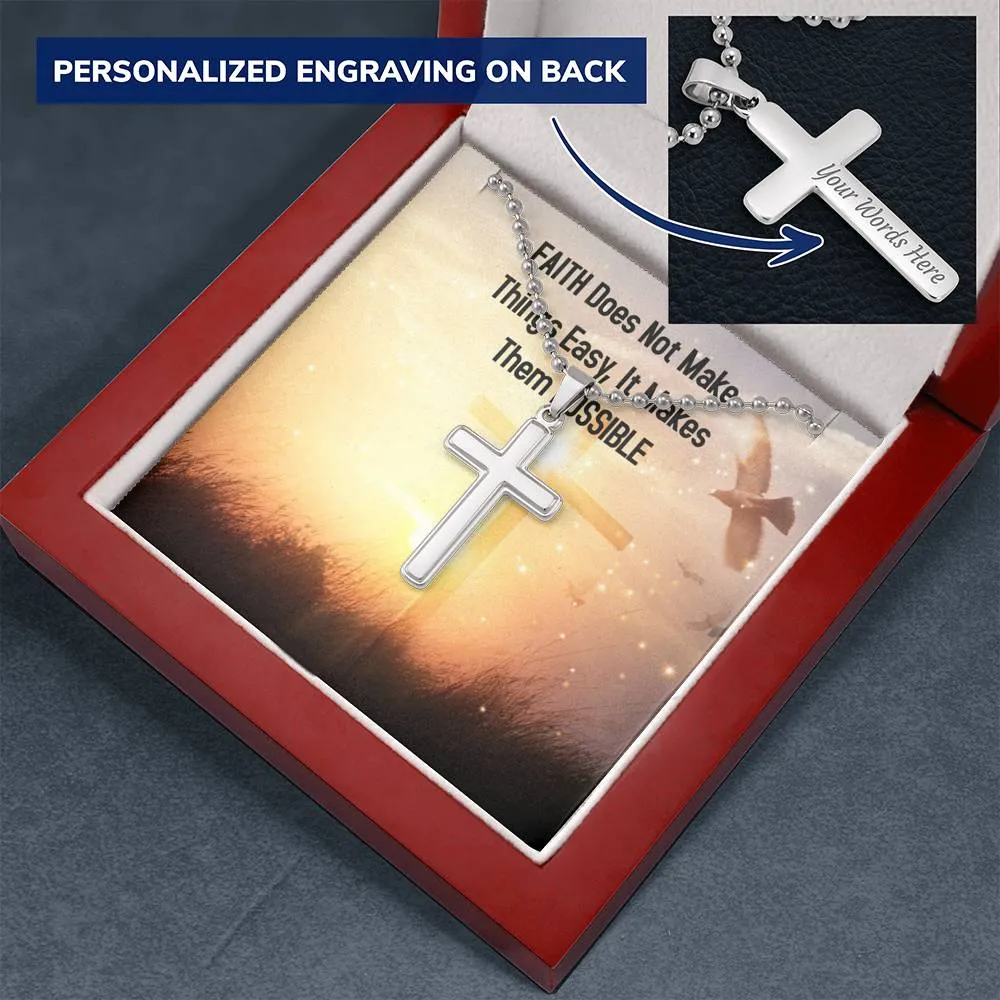 Faith make things possible-Ball Chain Cross Necklace