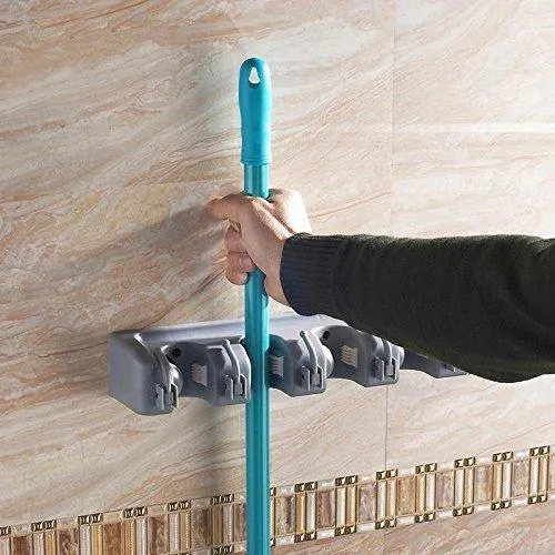 Feir Mop Broom Holder Wall Mounted Kitchen Hanging Garage Utility Tool Organizers and Storage Rack for Commercial Bathroom Laundry Room Closet Gardening
