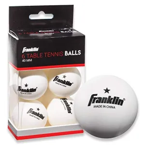Franklin Sports 1 Star Table Tennis Balls-Pack of 6 (White, 40-mm)