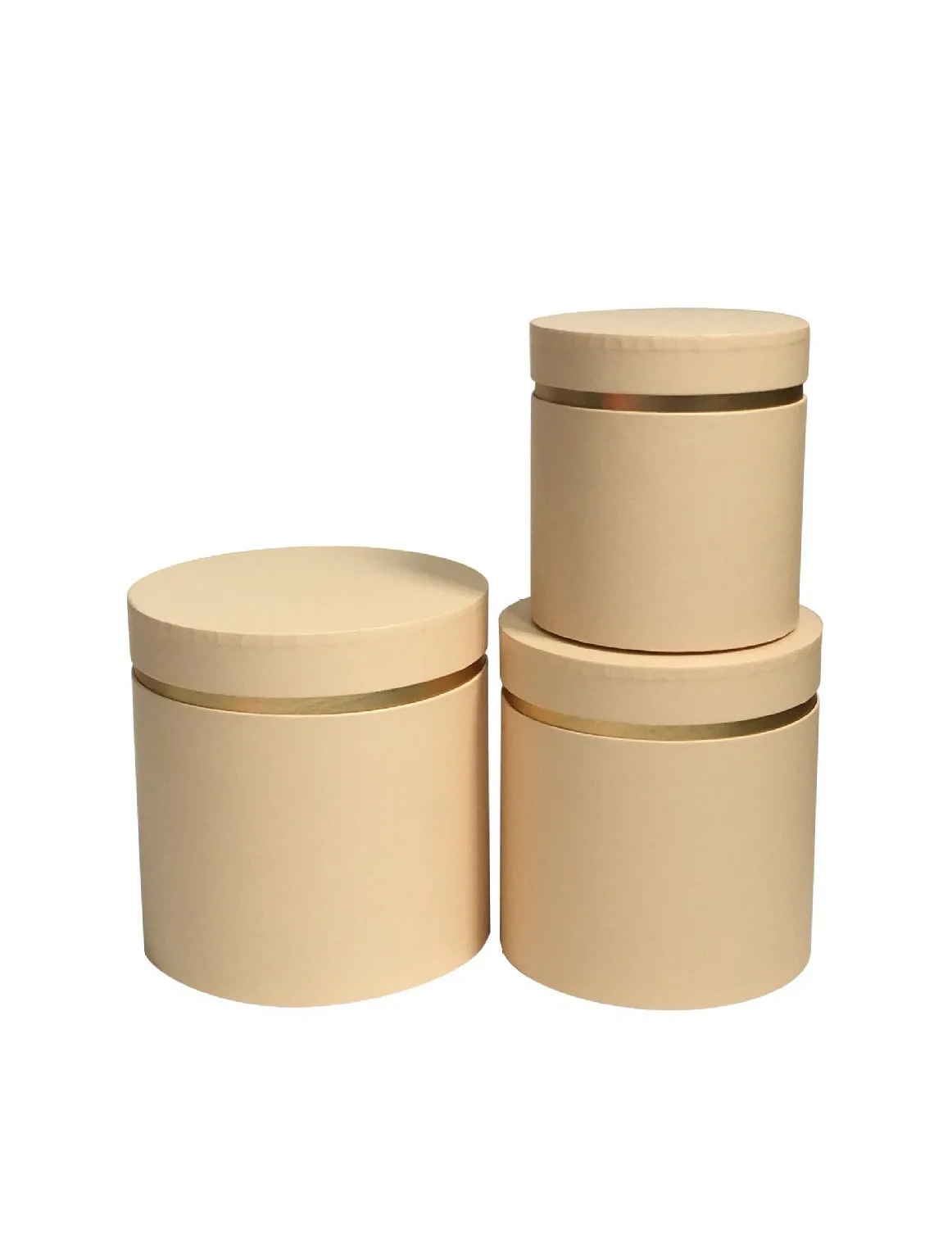 French-Style Cylinder Flower Gift Box with Gold Trim – Three Color Three size