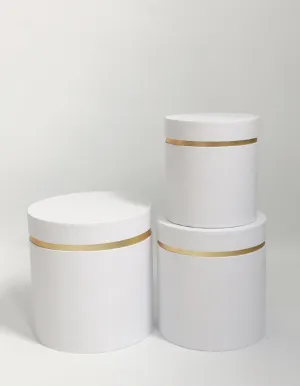 French-Style Cylinder Flower Gift Box with Gold Trim – Three Color Three size