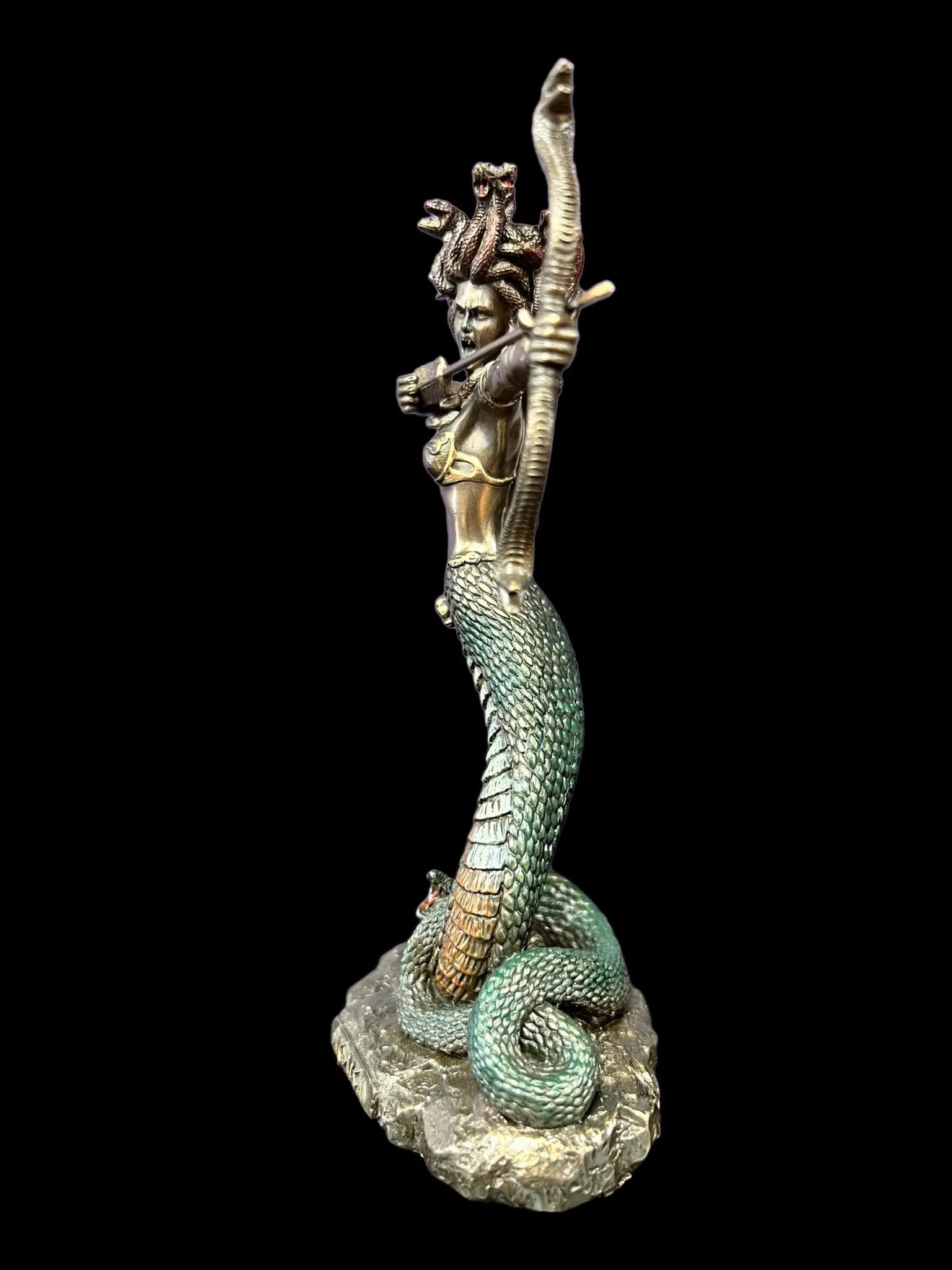 Furious Medusa the Gorgon, Greek Mythology, Shooting Arrow Statue by Veronese Design