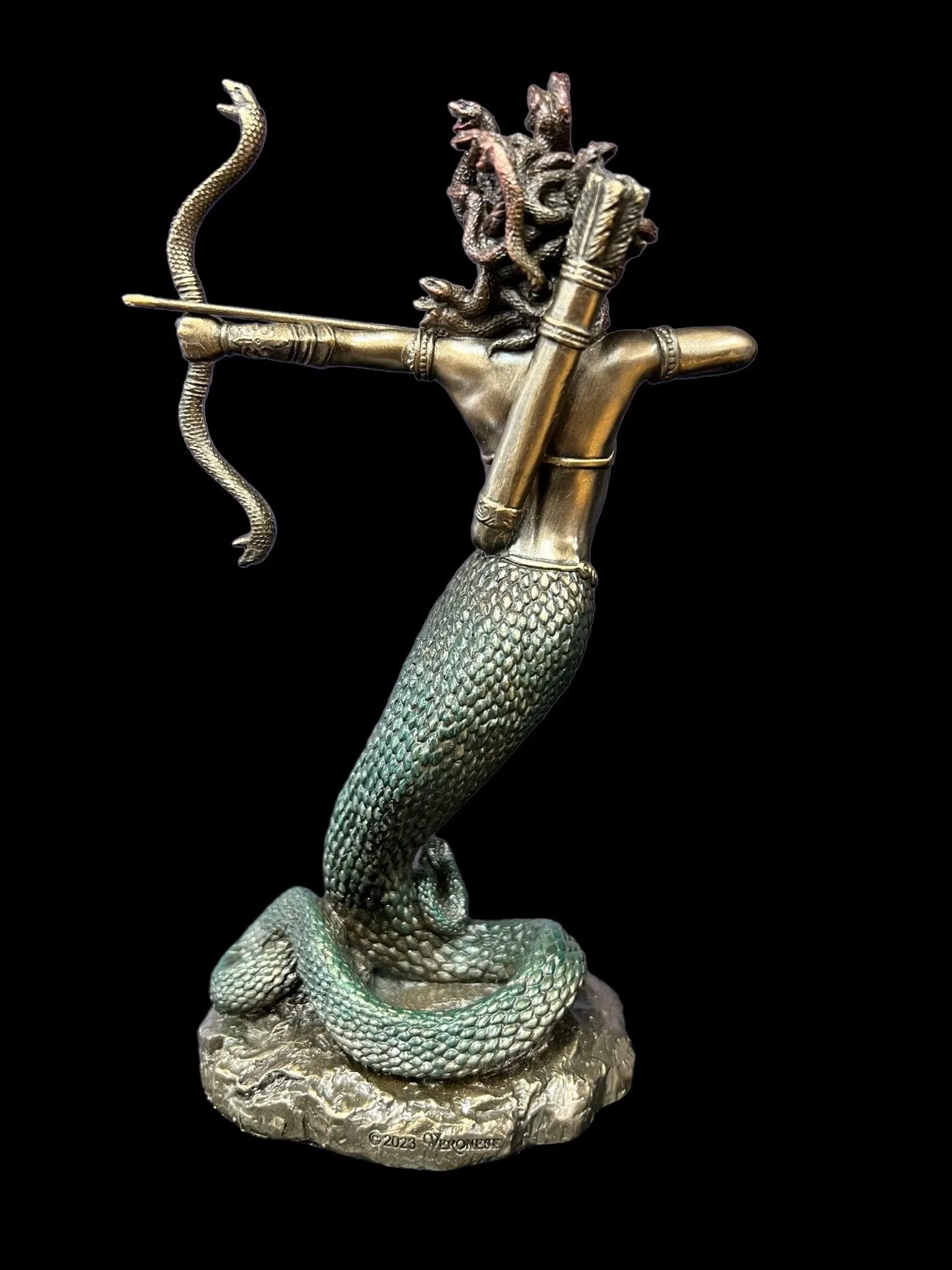Furious Medusa the Gorgon, Greek Mythology, Shooting Arrow Statue by Veronese Design