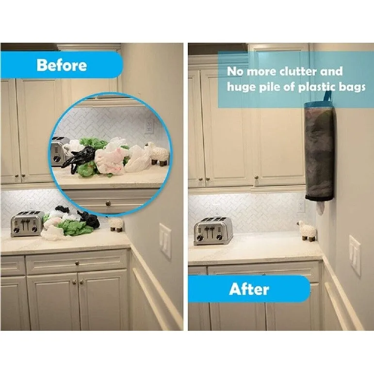 Hanging Mesh Trash Organizer - Plastic Bag Holder