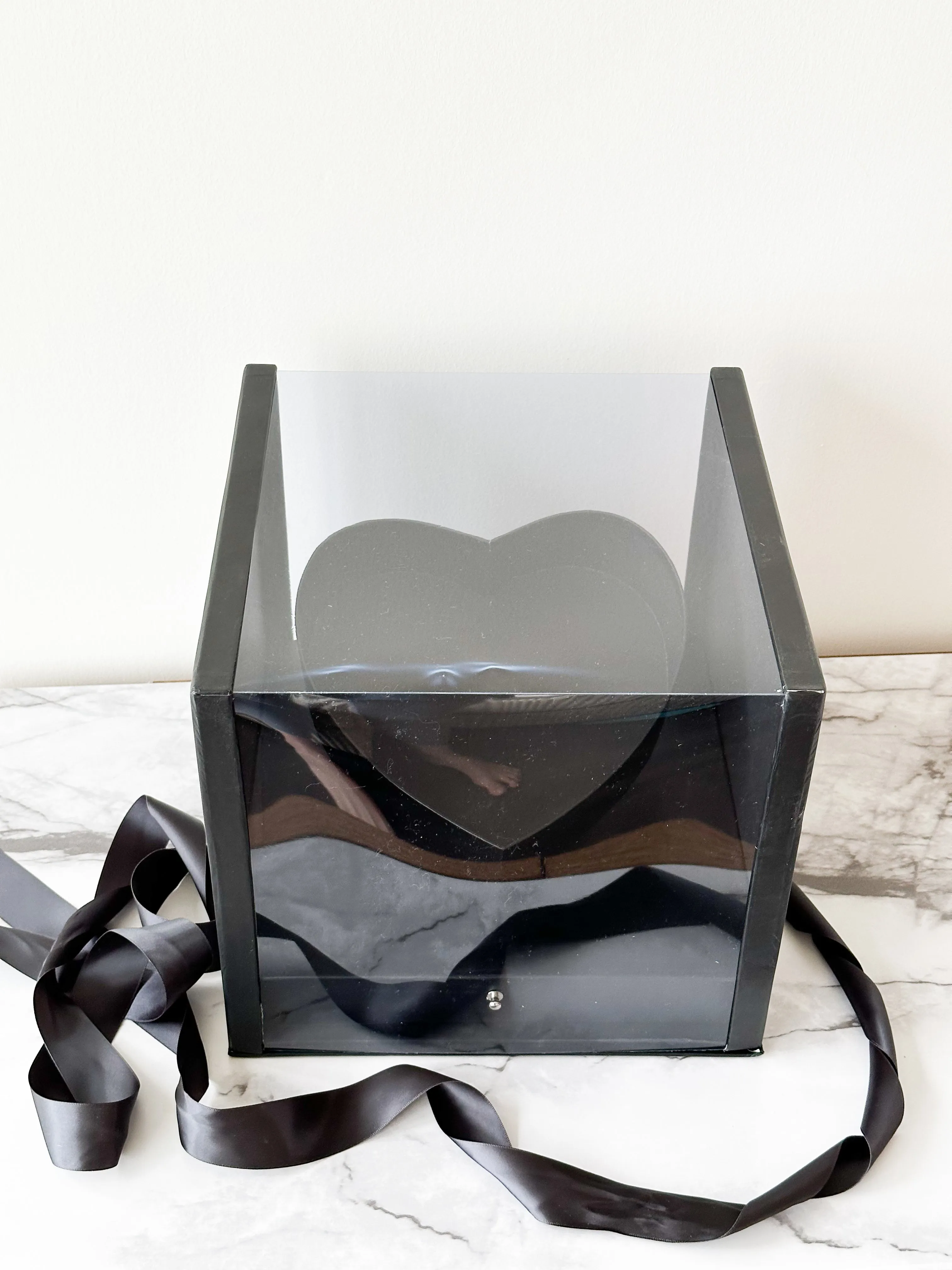 Heart Clear Square Flower Box with Drawer