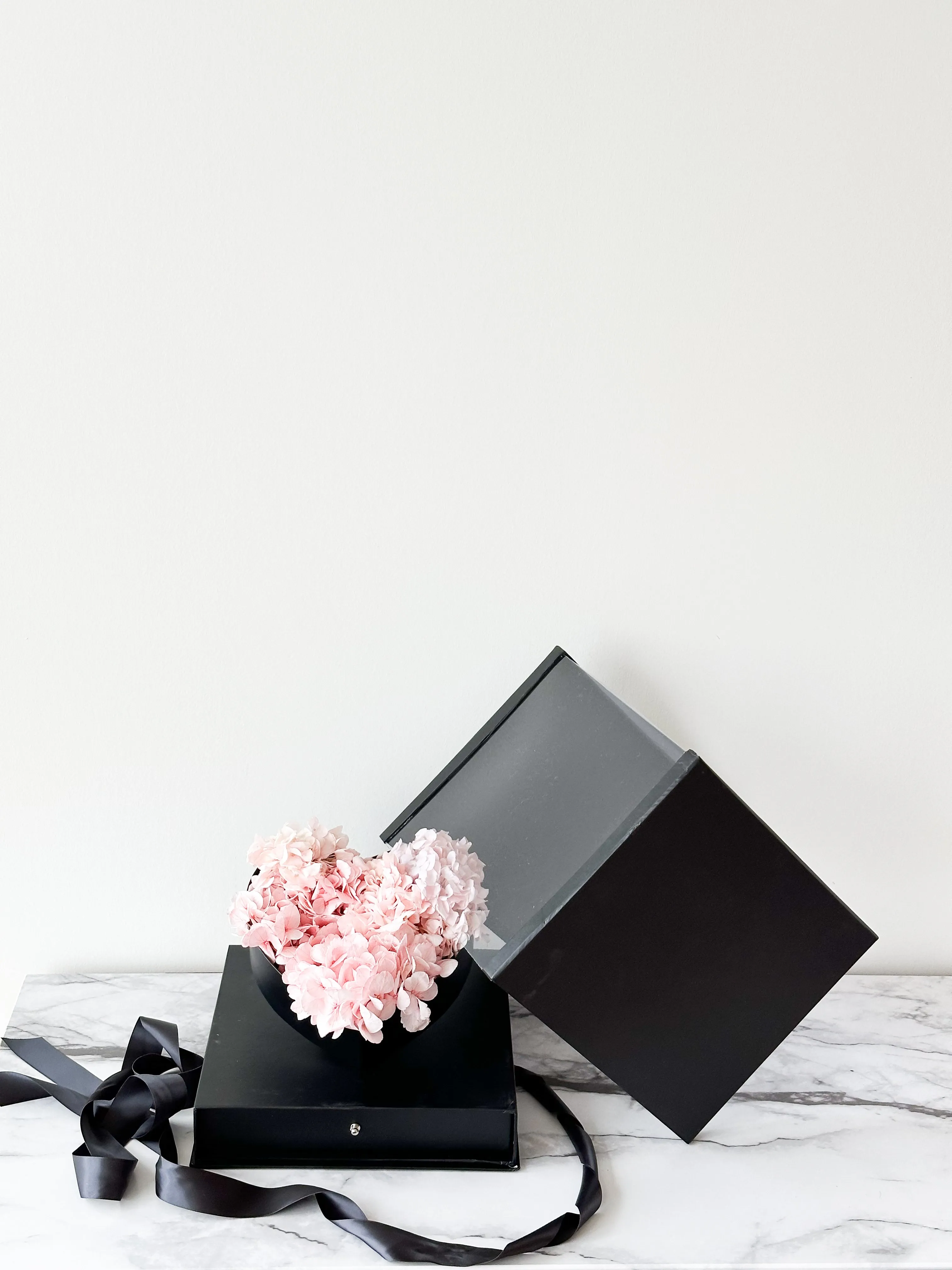 Heart Clear Square Flower Box with Drawer