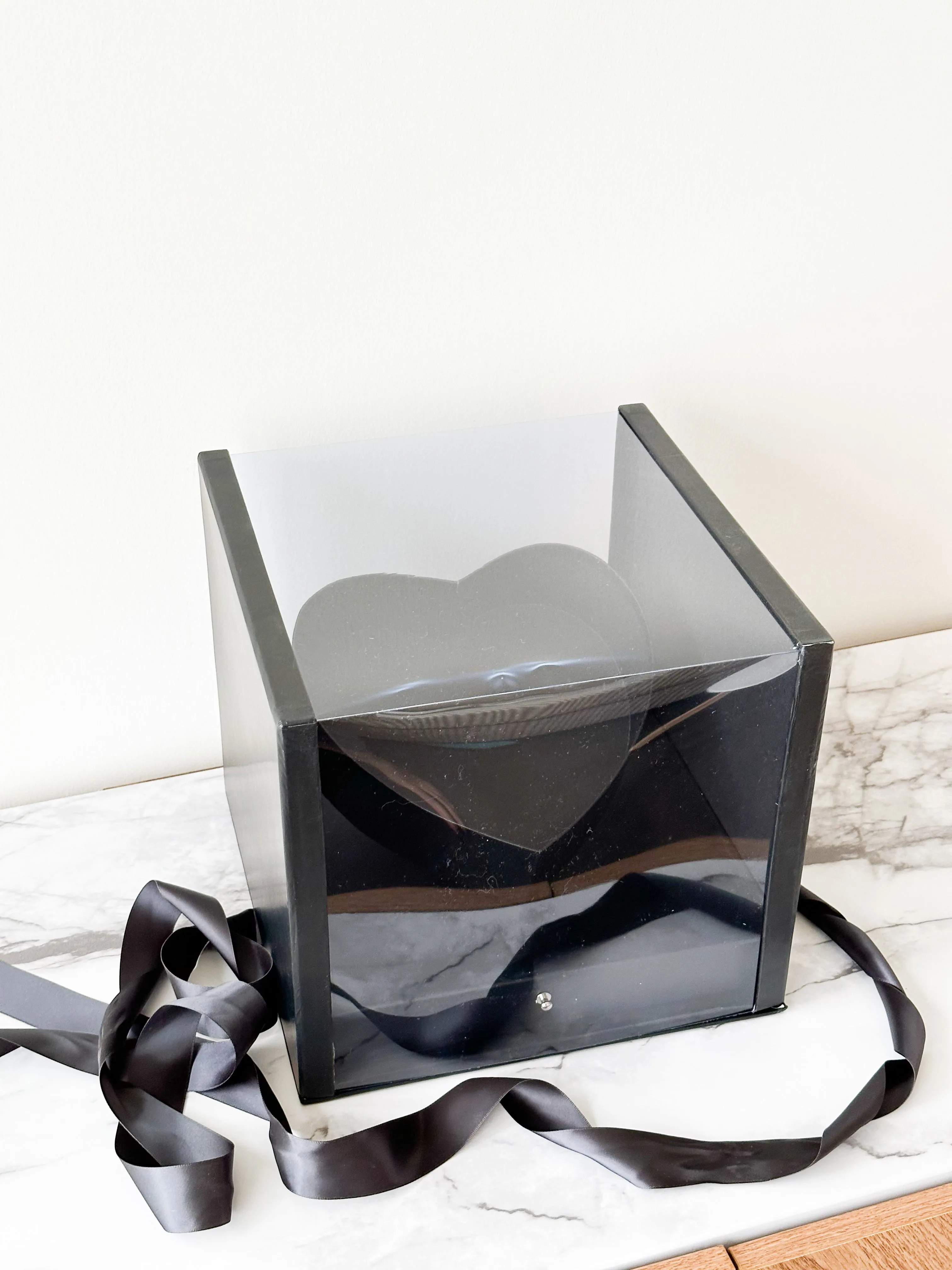 Heart Clear Square Flower Box with Drawer