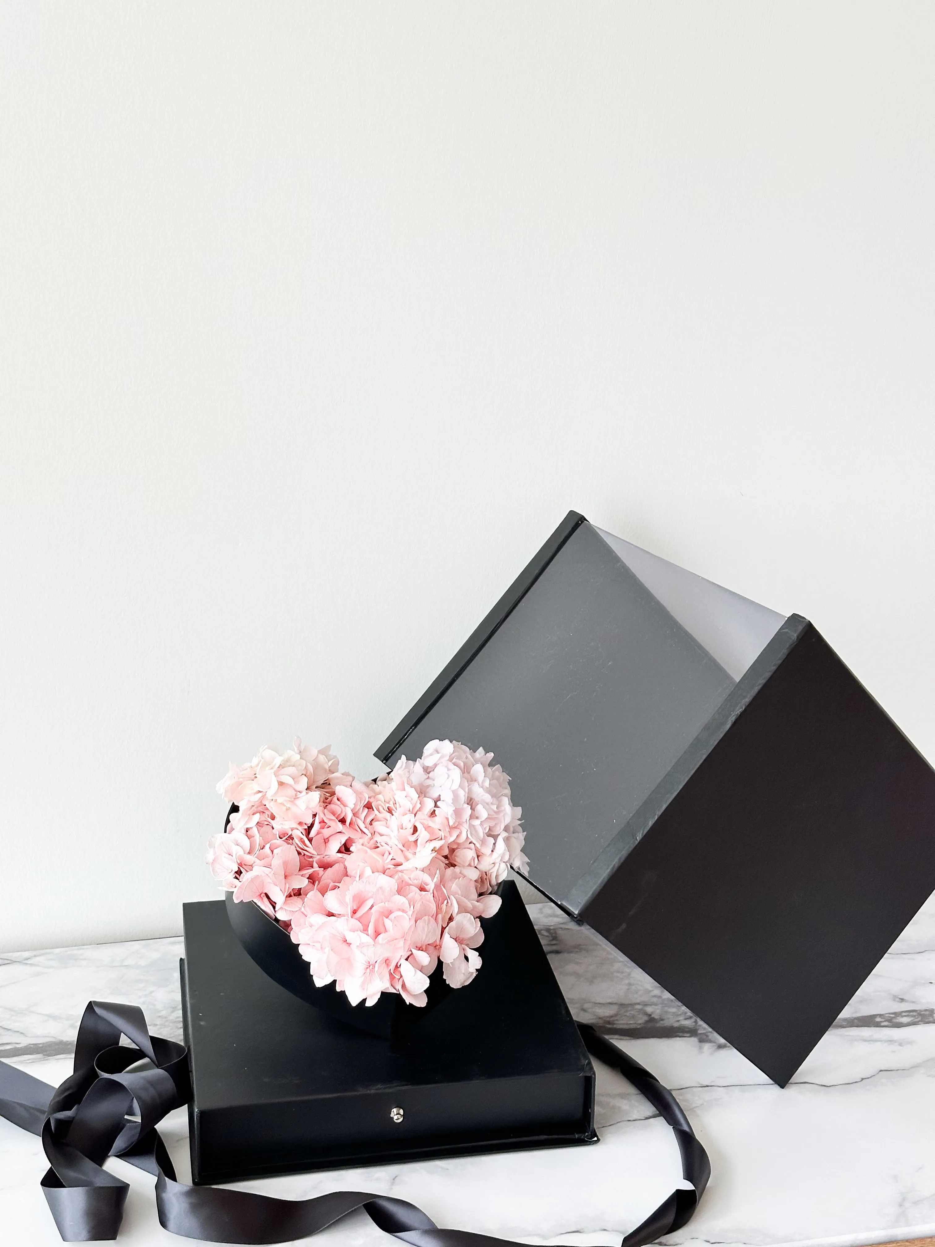 Heart Clear Square Flower Box with Drawer
