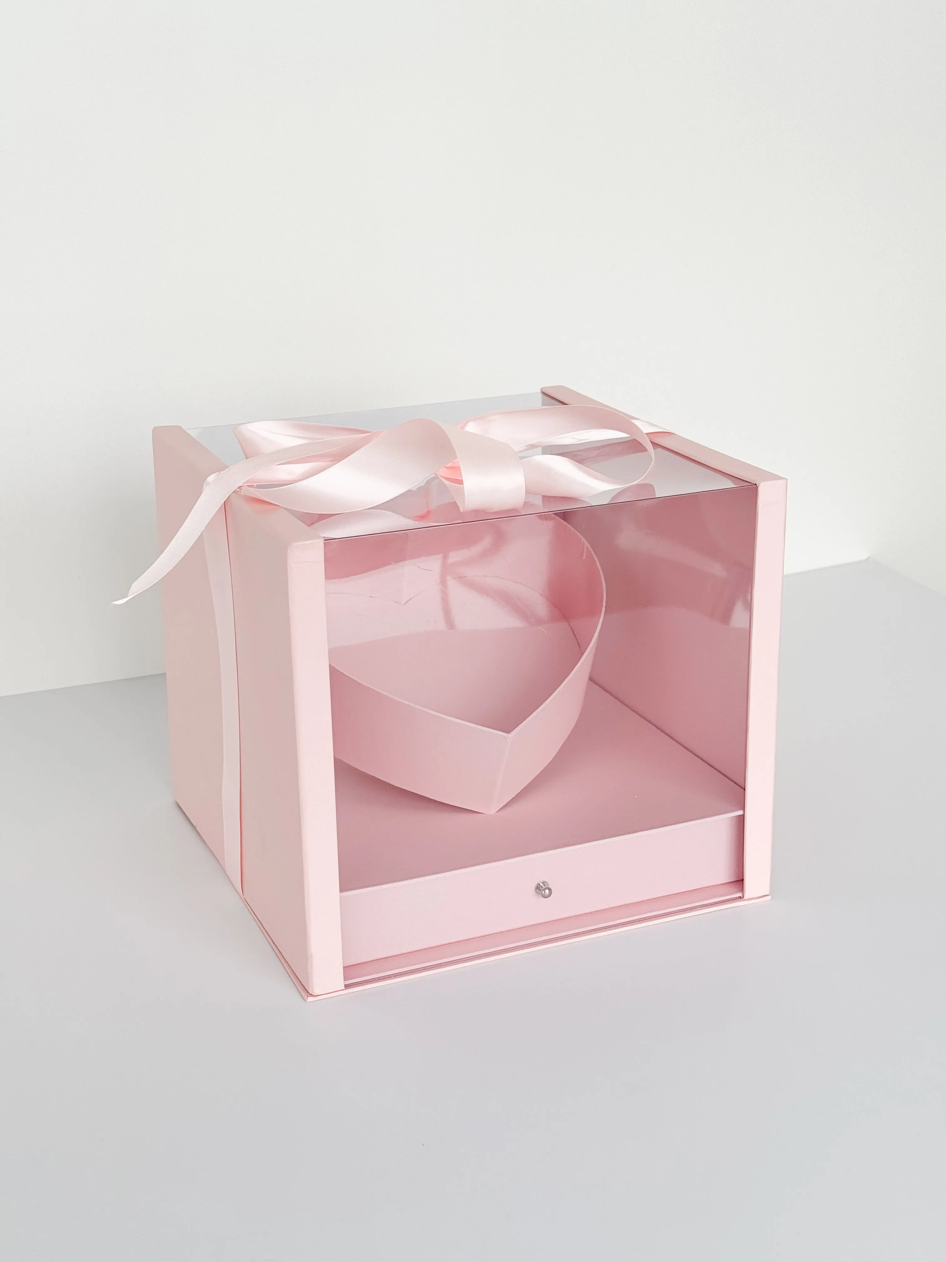 Heart Clear Square Flower Box with Drawer