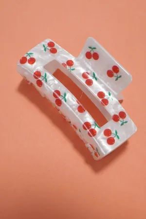 Jumbo Cherry Bow Rectangle Hair Claw Clips | Cherry