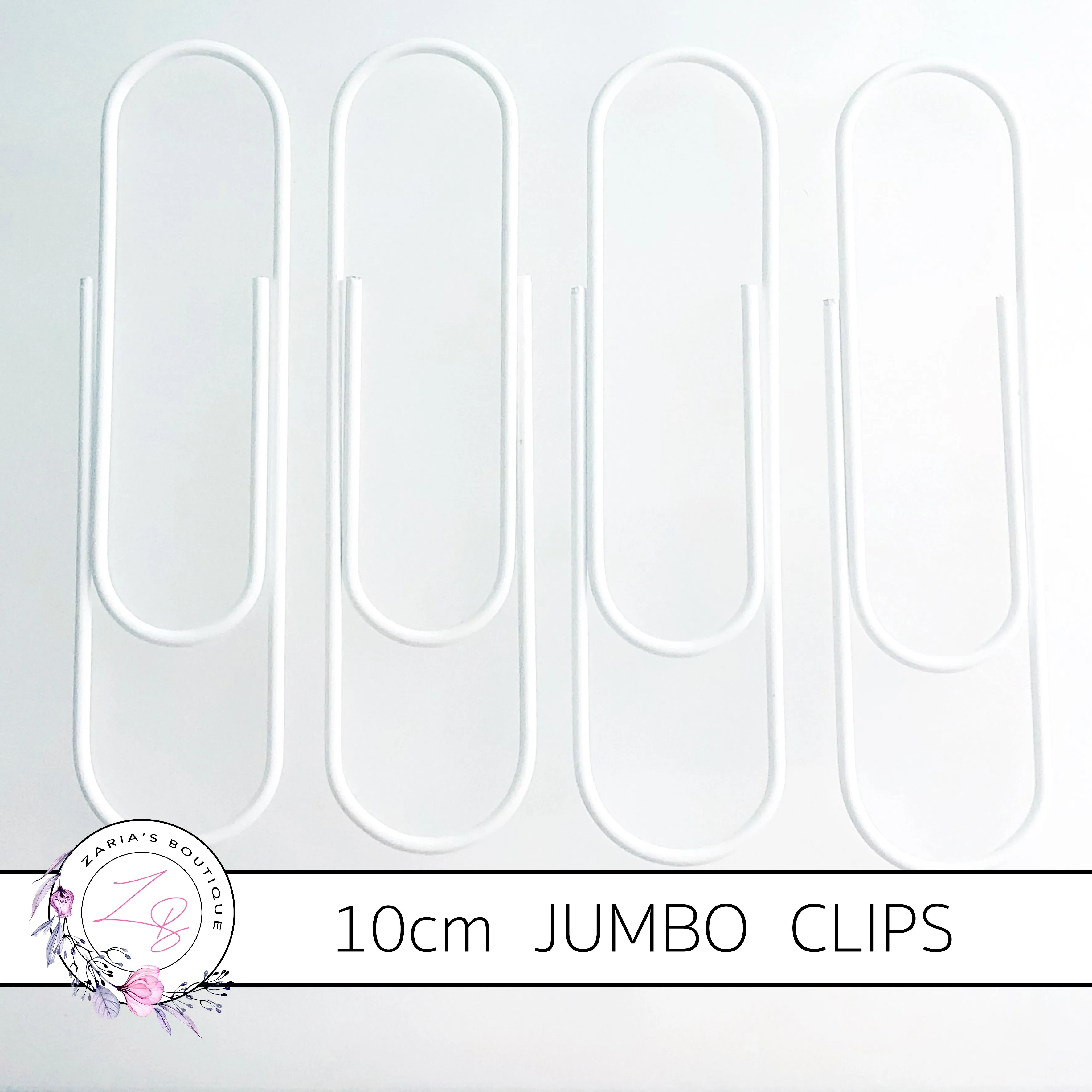 Jumbo Paper Clips ~ 10cm ~ White ~ Pack of 4