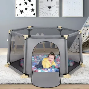 Large Hexganol Baby Playpen & Ball Pool  | Grey | 6 - 36m