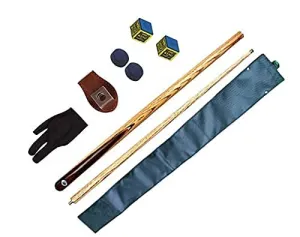 Laxmi Ganesh Billiard Combo of Ash Wood Snooker and Pool Bridge Cue; 2-Chalks; 2-Tips; 1-Chalk Holder; 1-Half Cover; 1-Glove