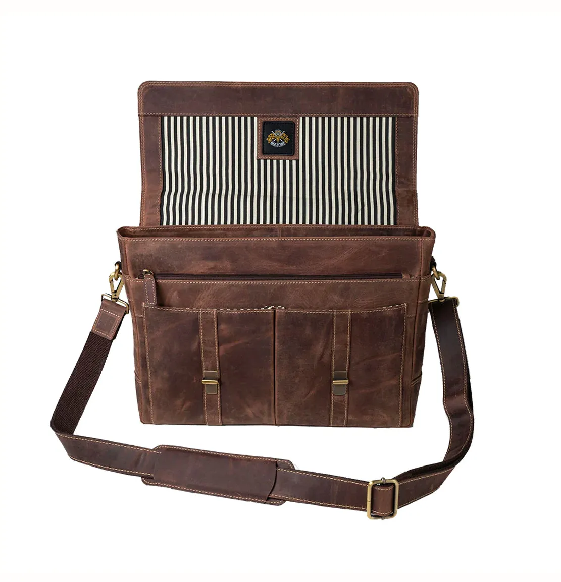 Leather Messenger Bag - Tobacco