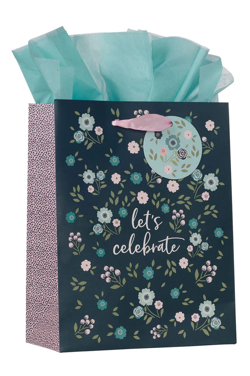 Let's Celebrate Blue Floral Medium Gift Bag