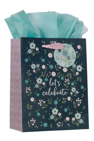 Let's Celebrate Blue Floral Medium Gift Bag