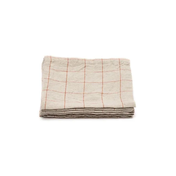 Linen Napkin | Natural with Brick Window Pane