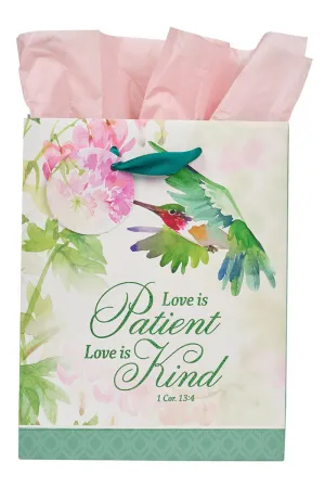 Love is Patient Hummingbird Floral Medium Gift Bag