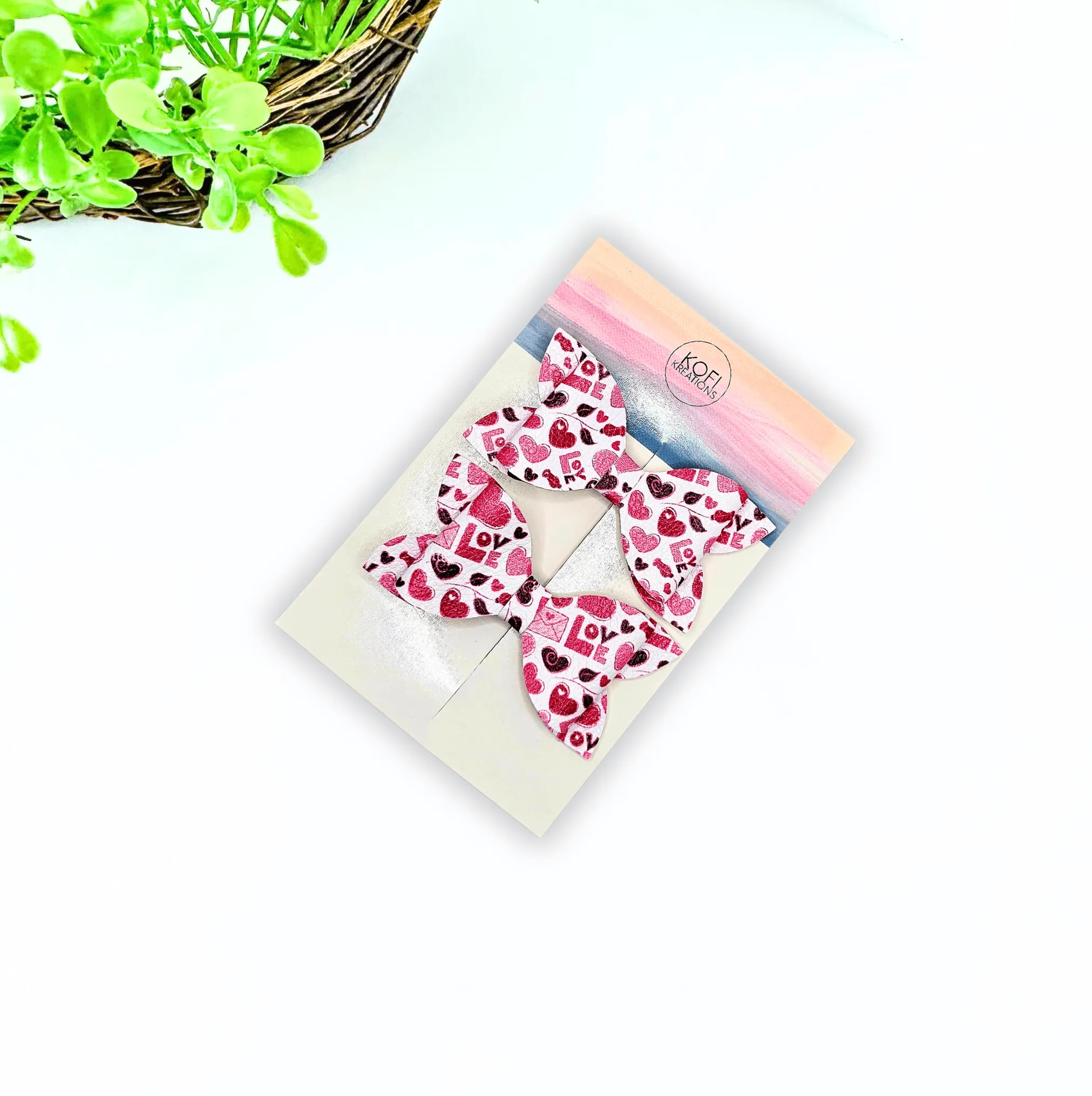 Luna - Love You Much Faux Leather Hair Bow Set