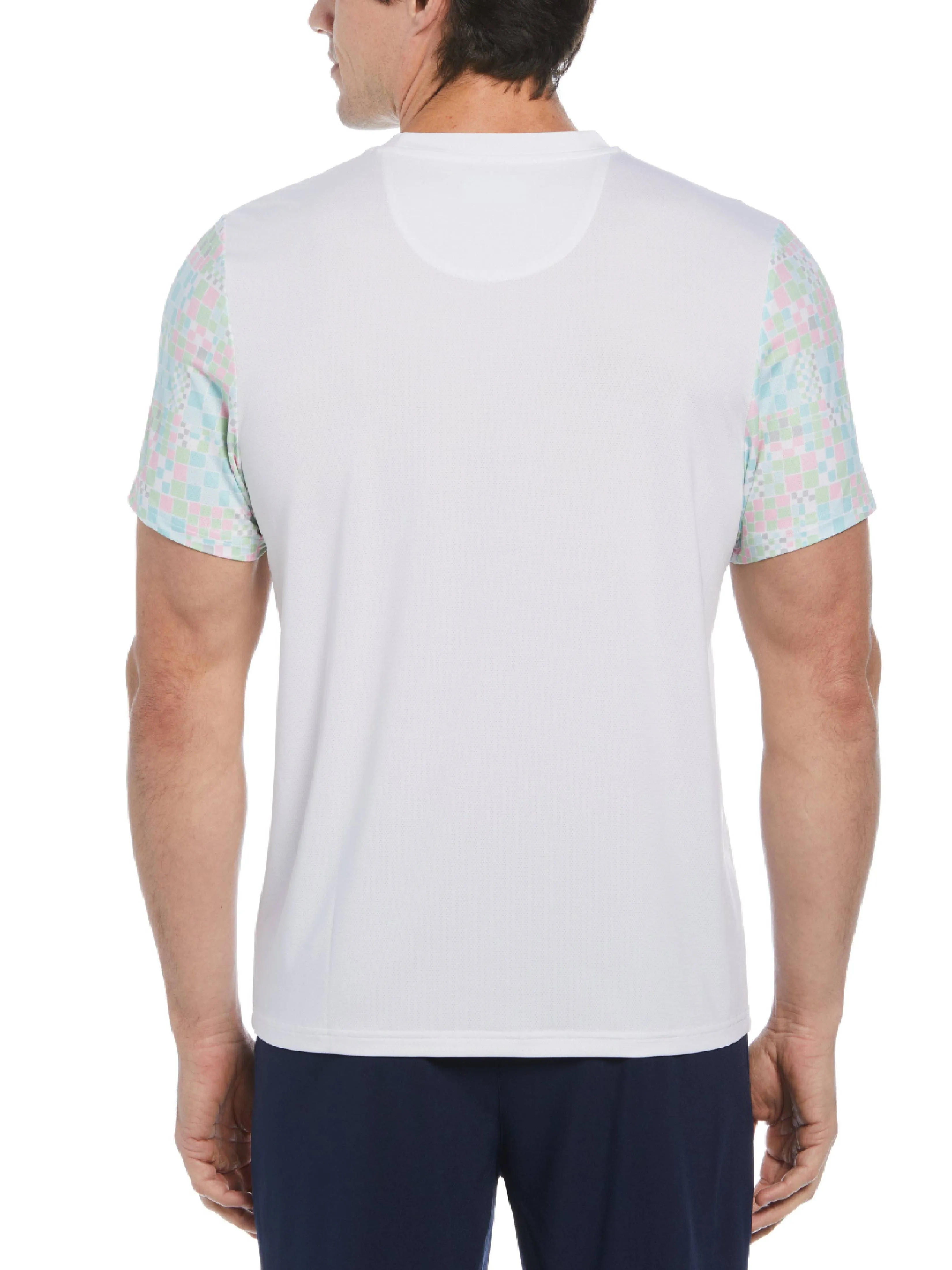 Men's Checkerboard Block Performance Short Sleeve Tennis T-Shirt