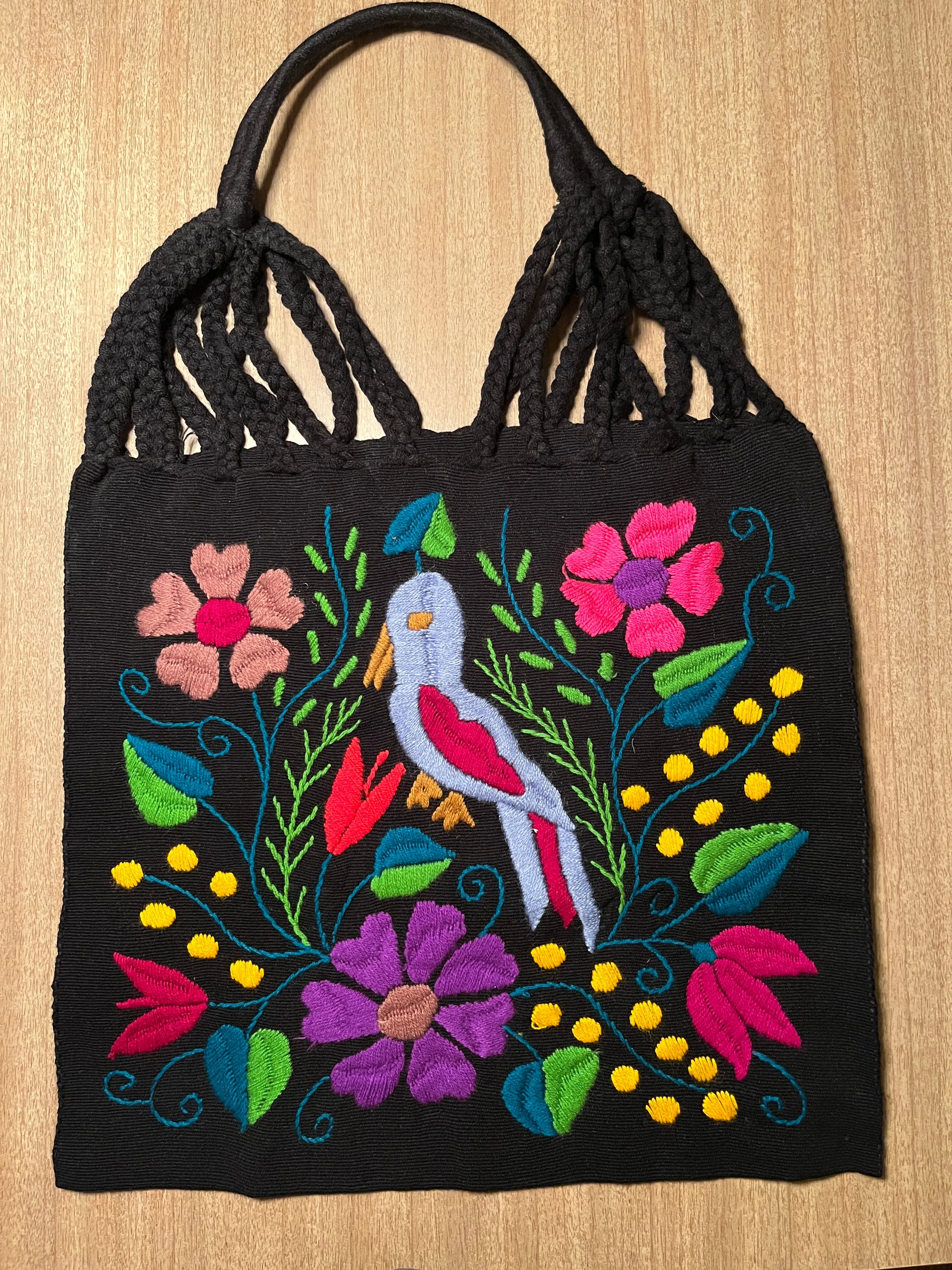 Mexican Market Bags: Loom Woven Otomi Embroidered Bag