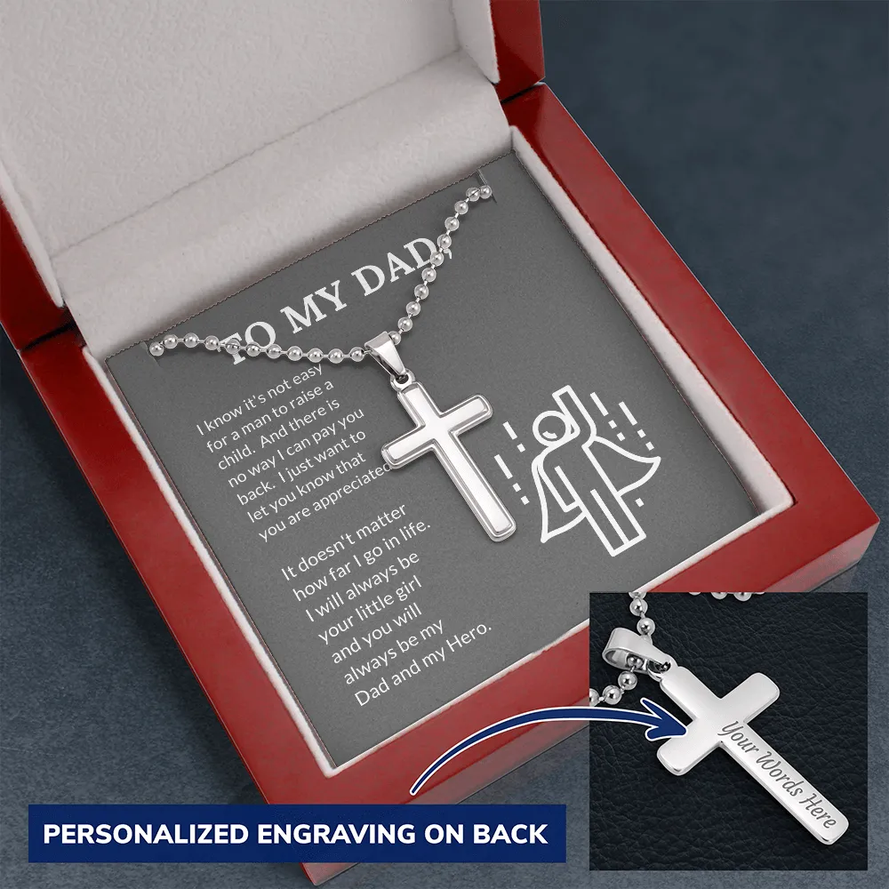 My Dad, My Hero, From Daughter-Cross Necklace