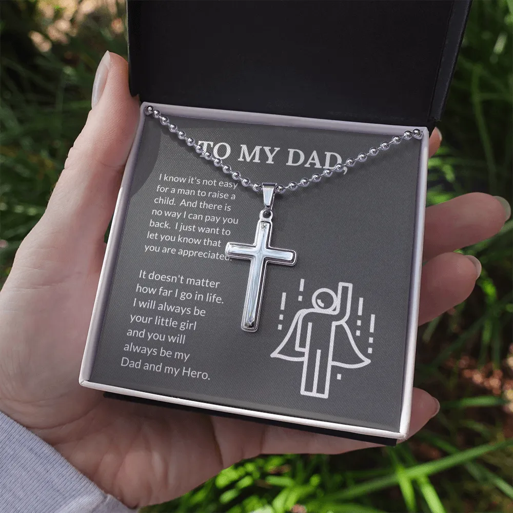 My Dad, My Hero, From Daughter-Cross Necklace