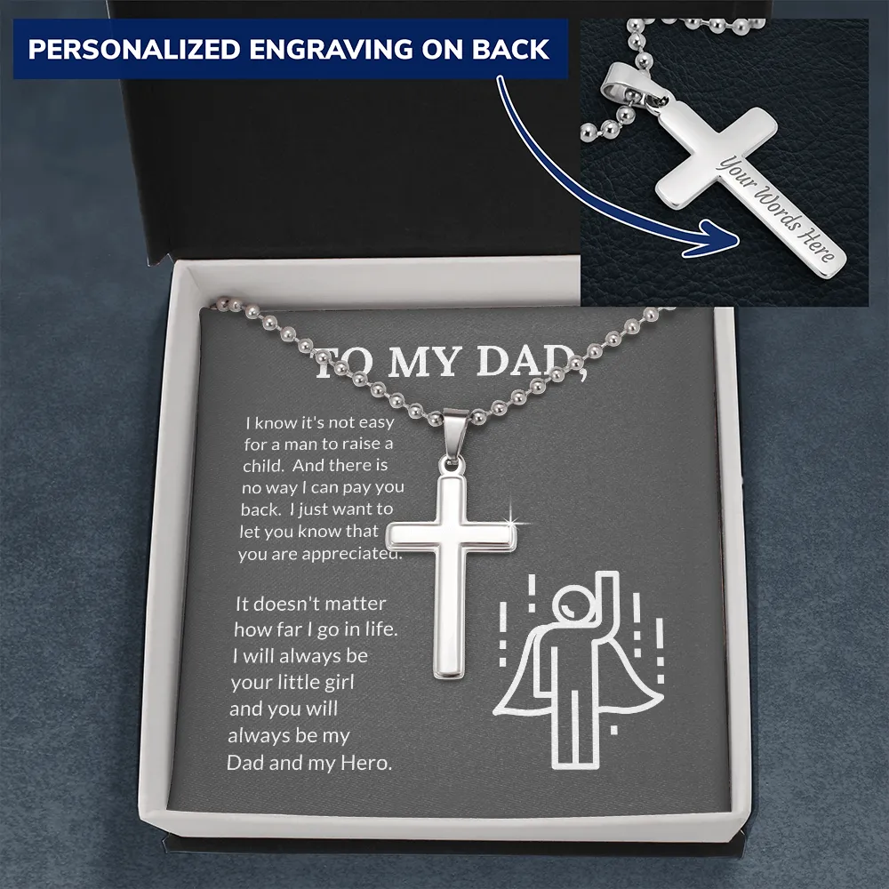 My Dad, My Hero, From Daughter-Cross Necklace