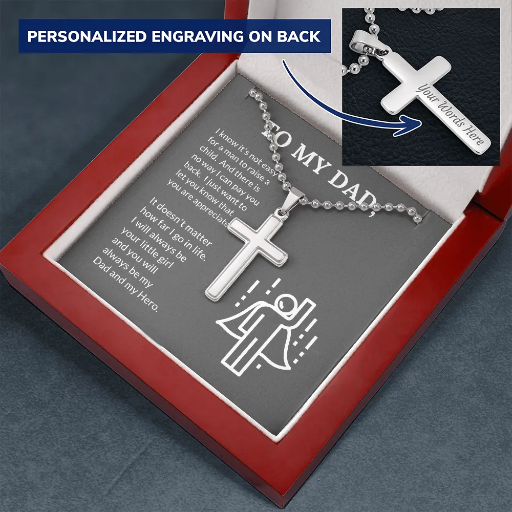 My Dad, My Hero, From Daughter-Cross Necklace