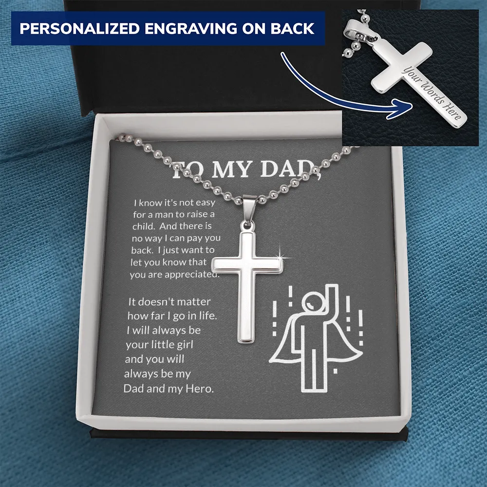 My Dad, My Hero, From Daughter-Cross Necklace