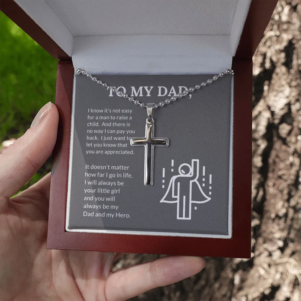 My Dad, My Hero, From Daughter-Cross Necklace