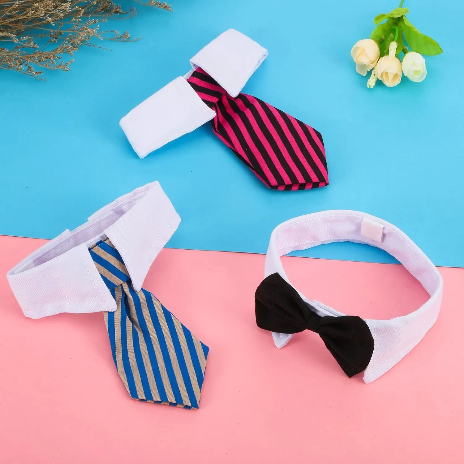 NEW 3 Pieces Adjustable Pets Dog Cat Bow Tie Pet Costume Necktie Collar for Small Dogs Puppy Grooming Accessories (S)