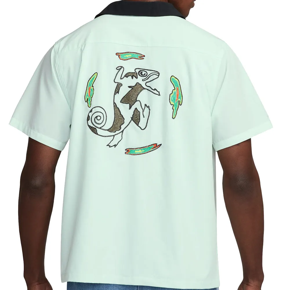 Nike SB Agnostic Short-Sleeve Button-Up Skate Bowler Shirt Barely Green/Black