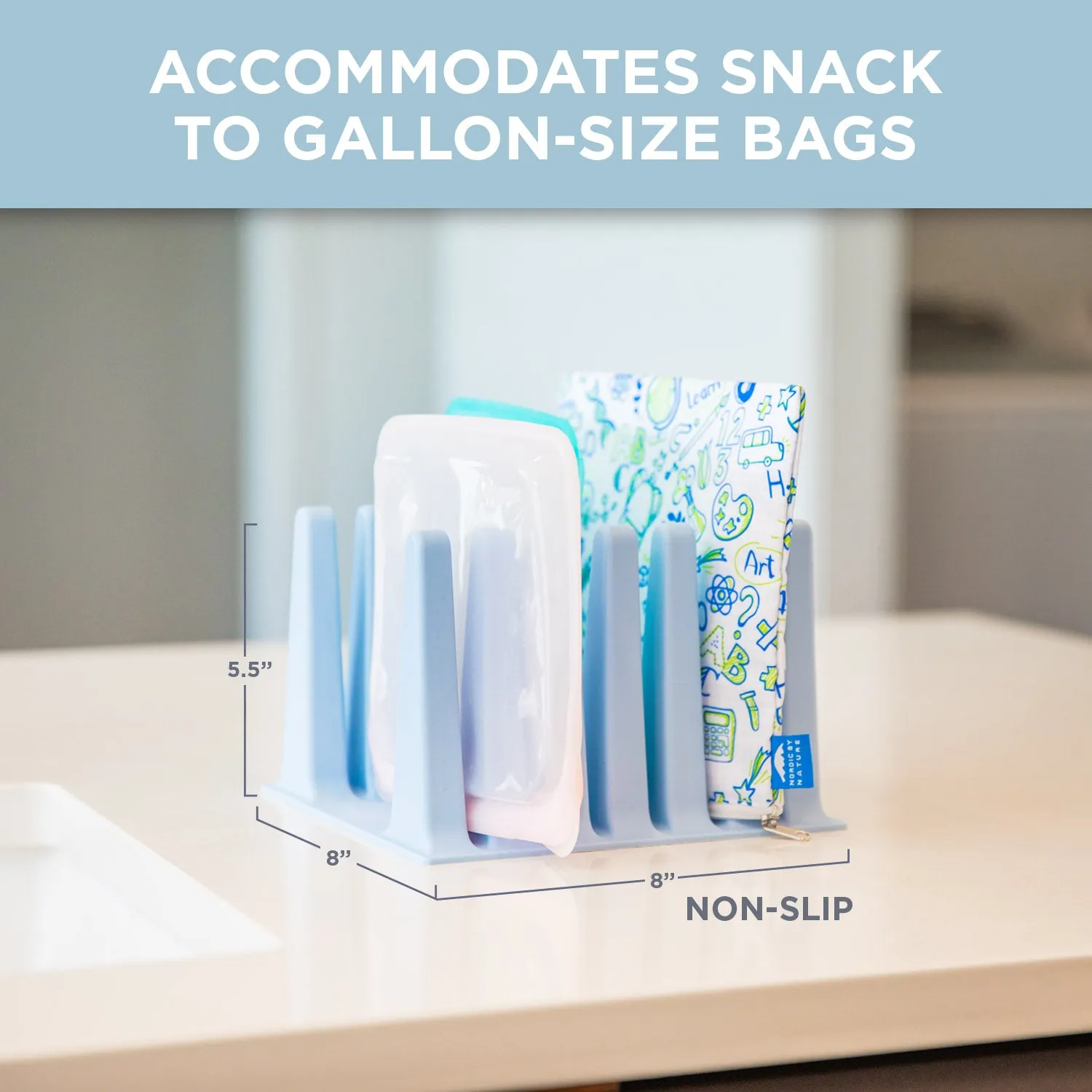 Nordic By Nature Silicone Drying Rack For Reusable Bags - (Nordic Blue)