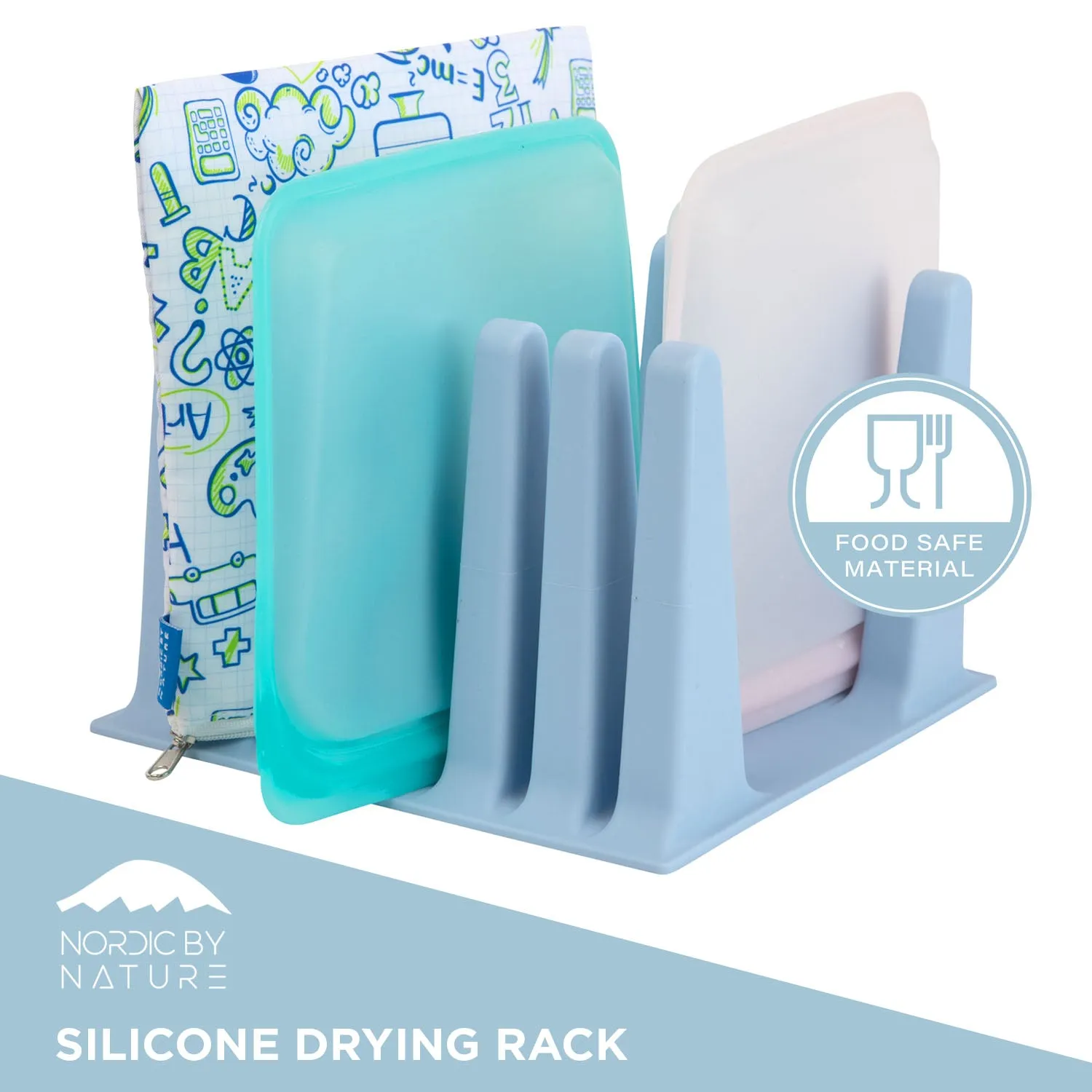 Nordic By Nature Silicone Drying Rack For Reusable Bags - (Nordic Blue)