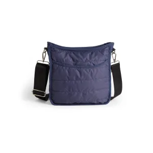 Nylon Puffer Mini Alma Zip-Top Messenger   Strap: Dark Periwinkle