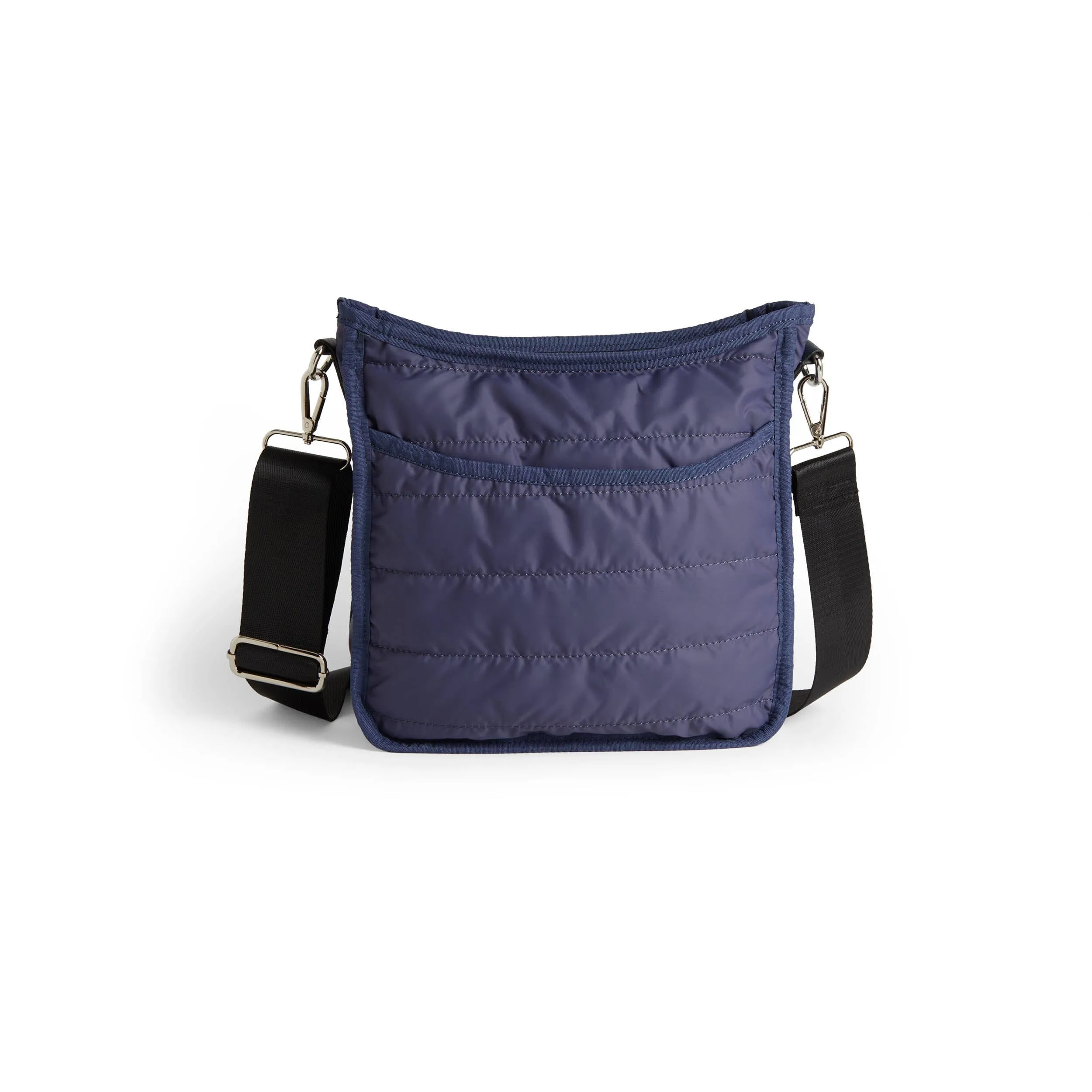Nylon Puffer Mini Alma Zip-Top Messenger   Strap: Dark Periwinkle
