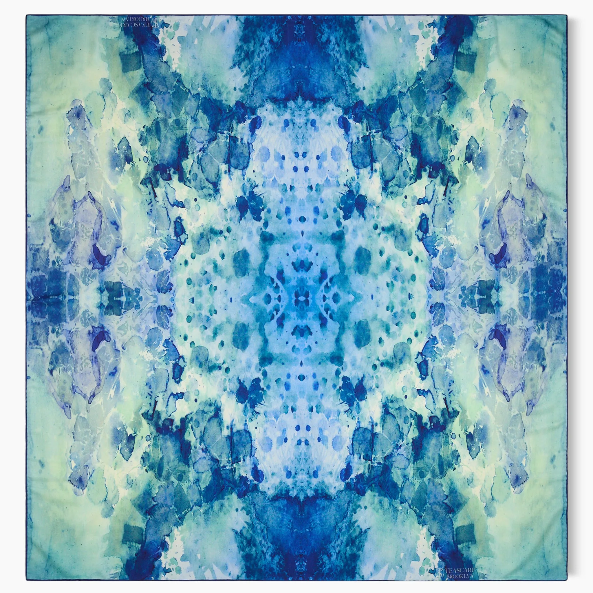 Oversized Clear Blue Silk/Wool Scarf - Silk/Wool Blend 53x 53"
