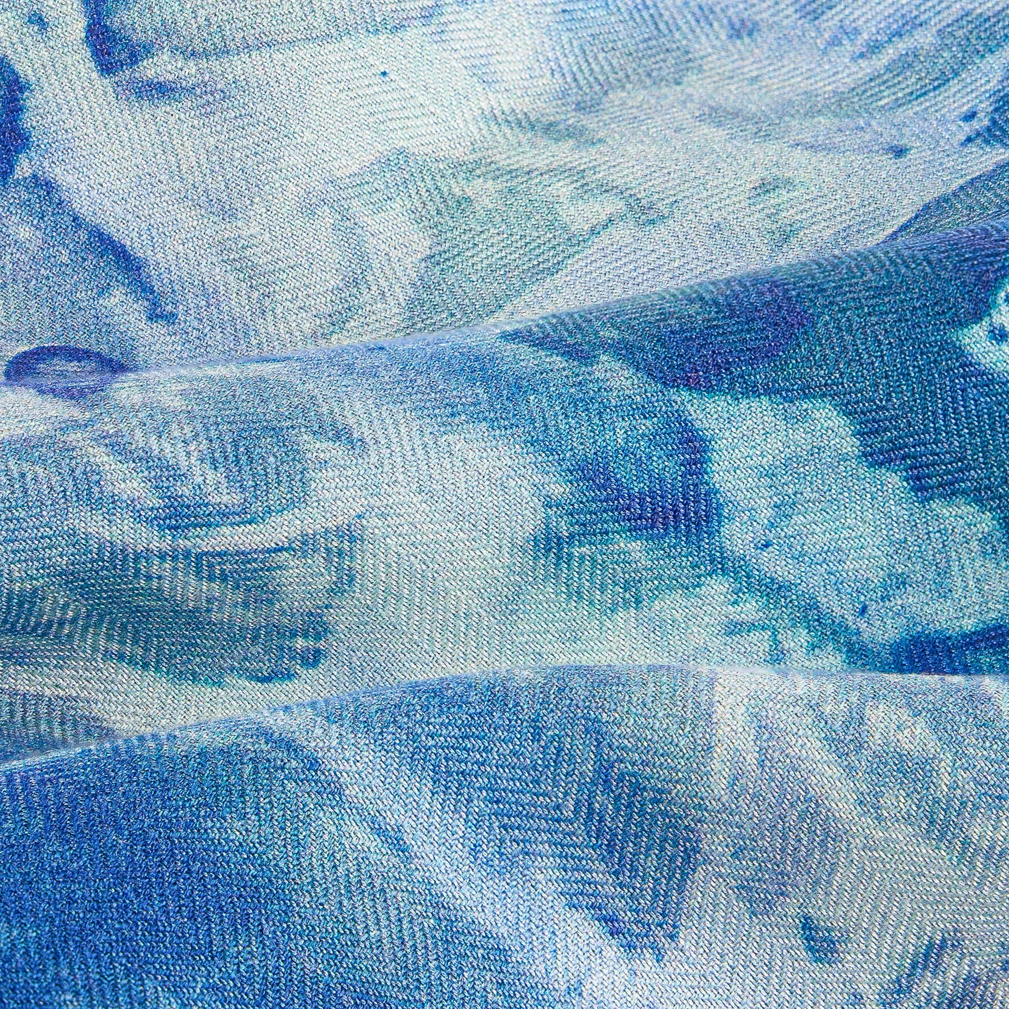 Oversized Clear Blue Silk/Wool Scarf - Silk/Wool Blend 53x 53"