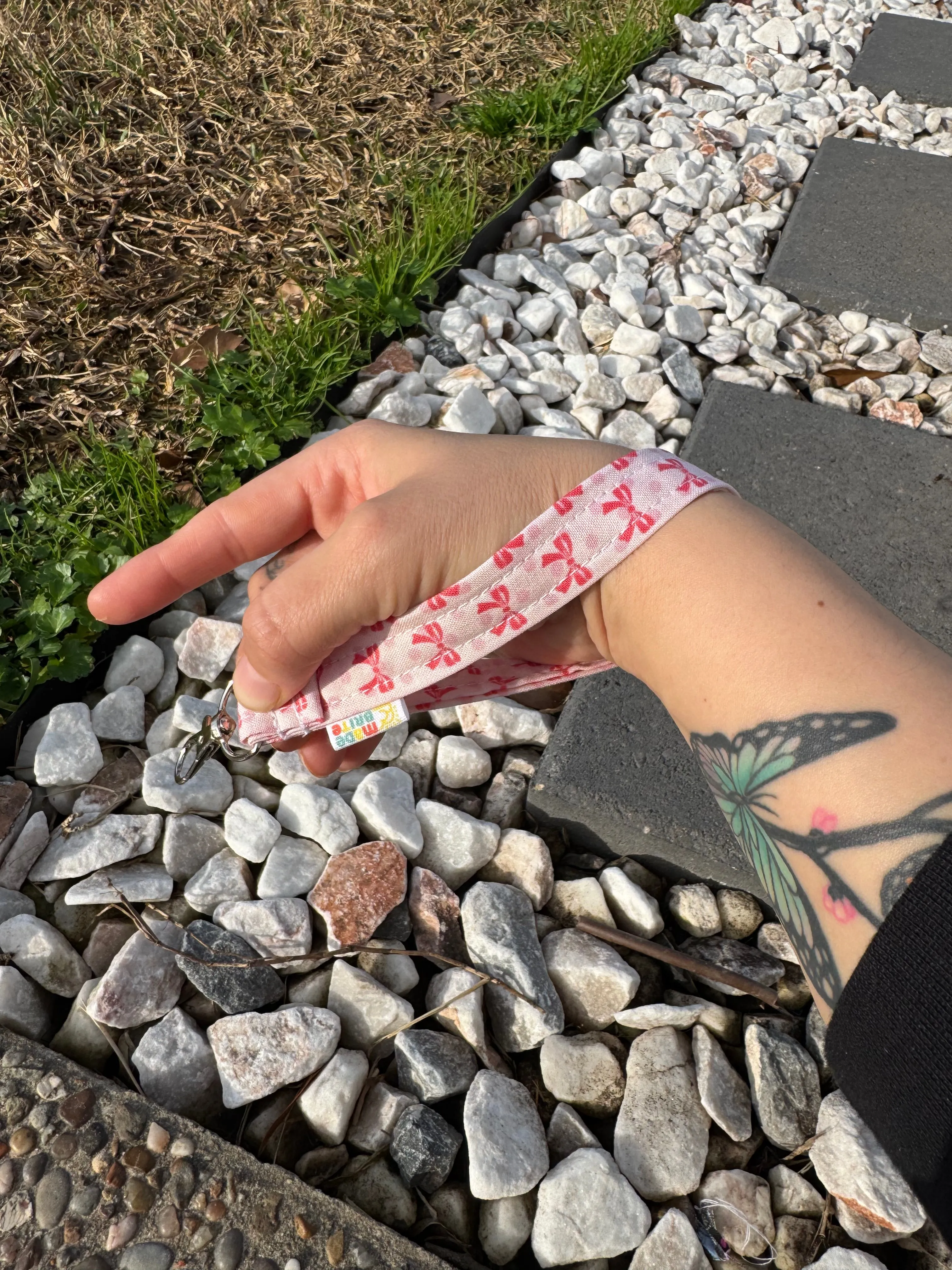 Pink Posey Bow Posie Bow Wristlet Keychain KeyFob