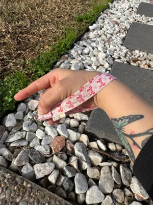 Pink Posey Bow Posie Bow Wristlet Keychain KeyFob