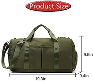 Pocket,Durable Rapid shipping Adjustable with Duffel Wet Compartment&Dry Shoe Bags Sports Fitness and with Handbag Tote Waterproof Men Gym Storage Bag Workout Massive markdown Women Travel Strap Yoga for (green-01) Shoulder