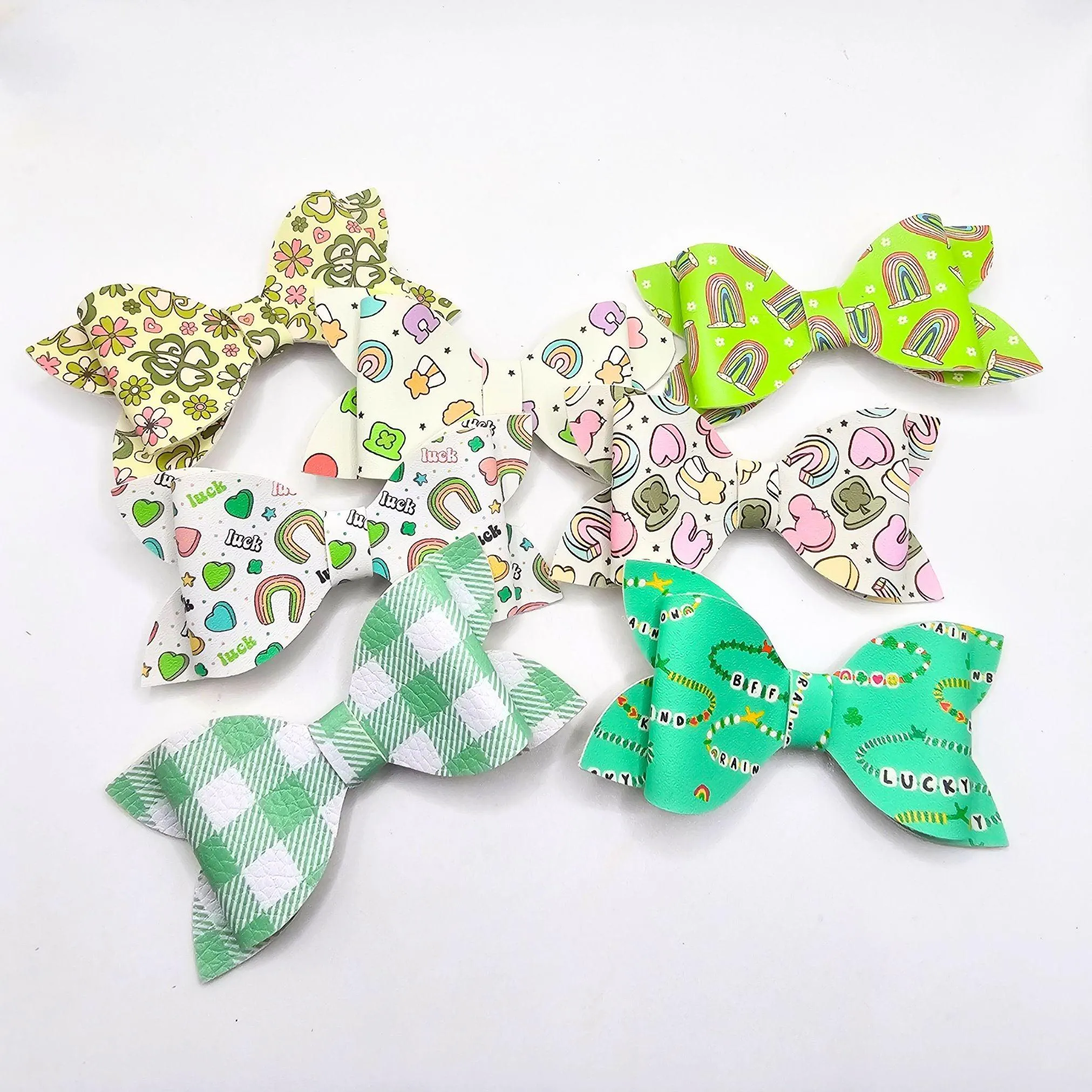 Pot of Gold Faux Leather Hair Bows