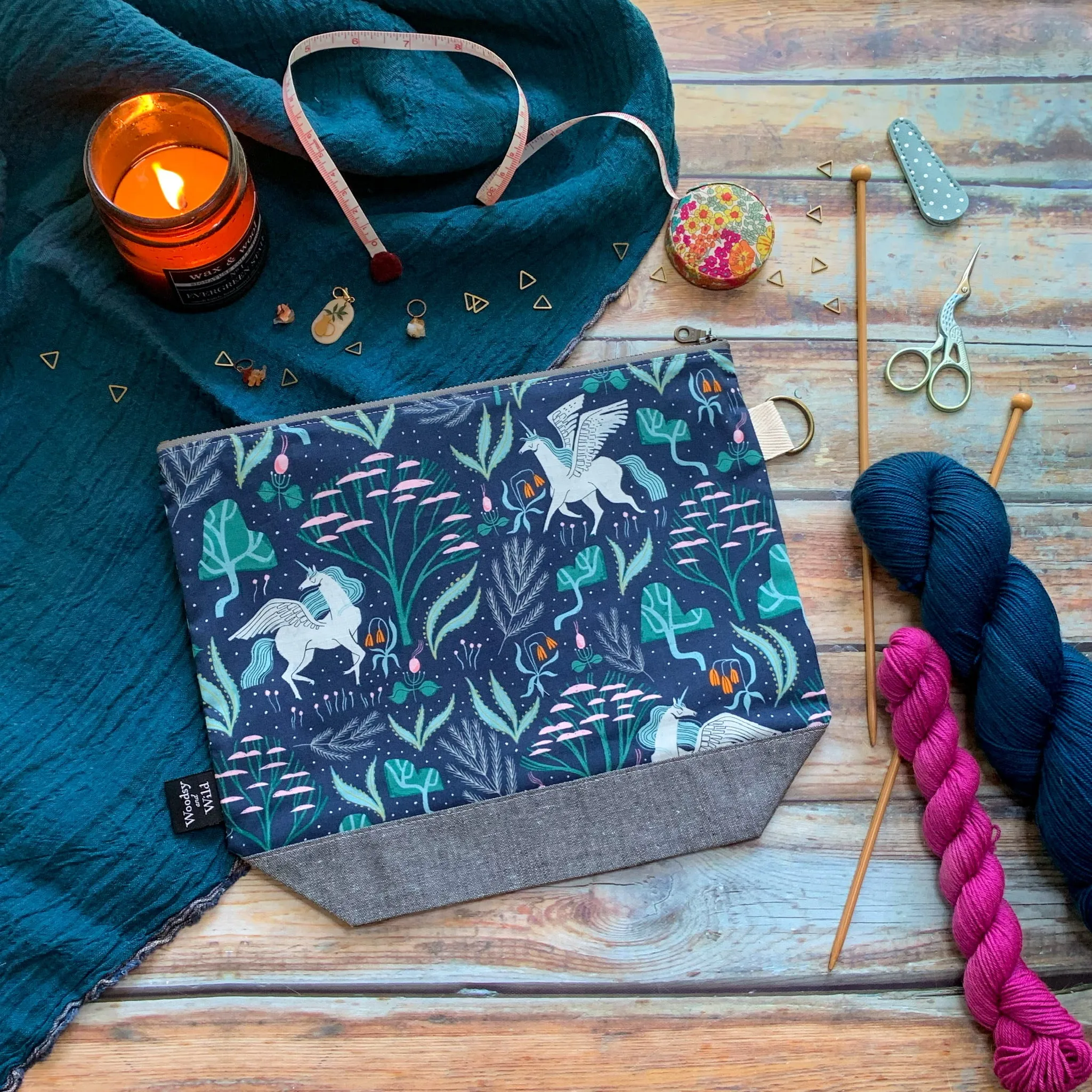 "Unicorns"- Knitting Project Bag- Ready to Ship