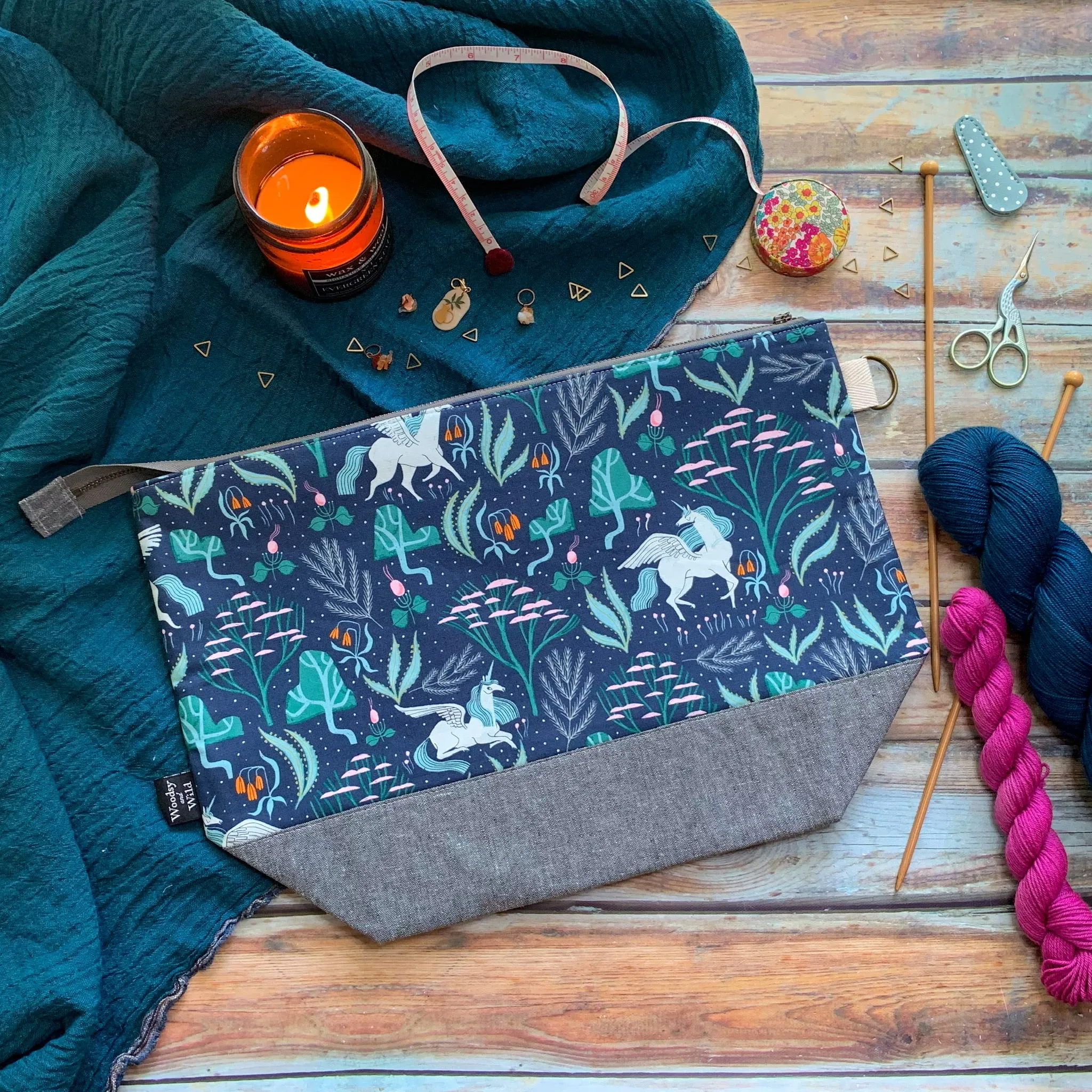 "Unicorns"- Knitting Project Bag- Ready to Ship