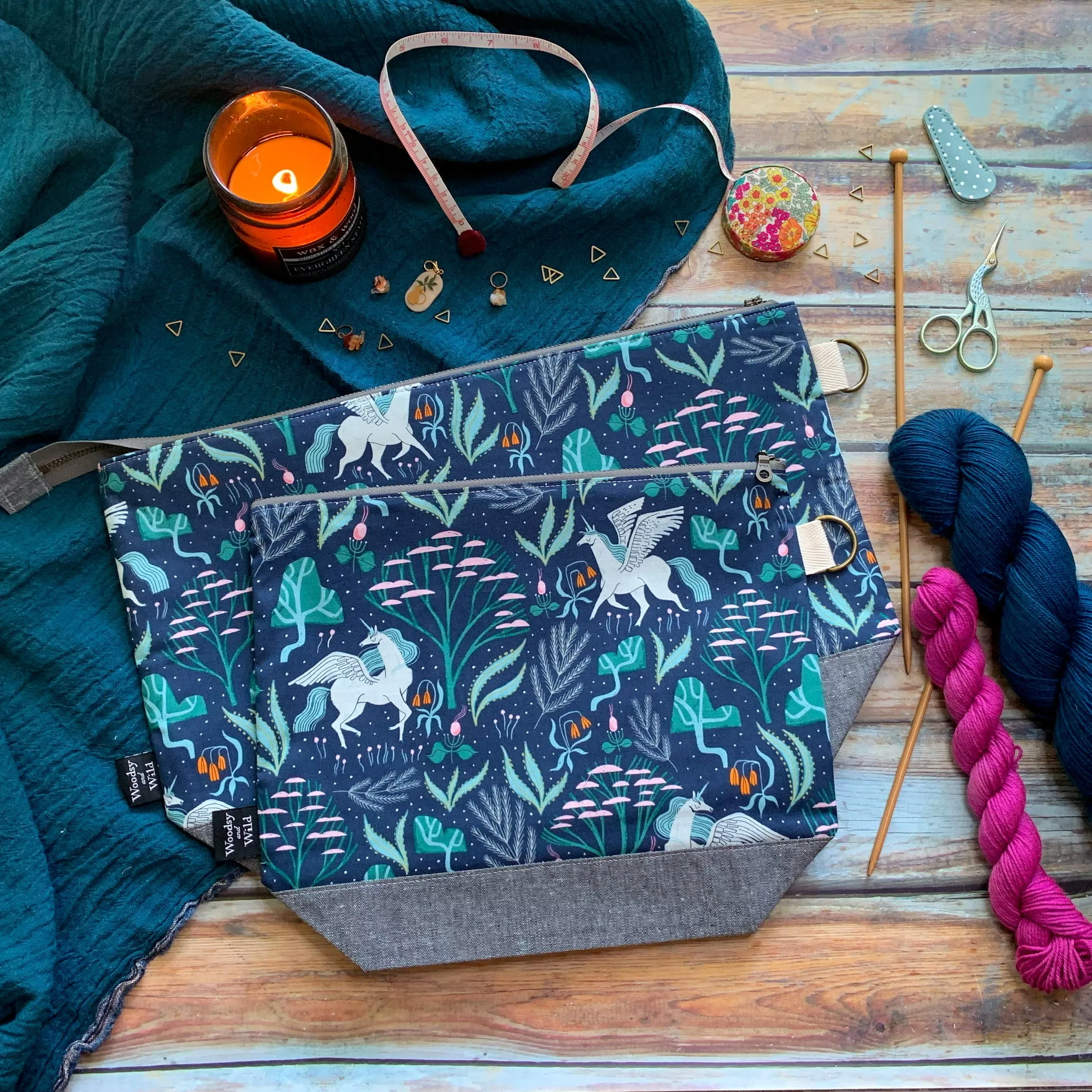 "Unicorns"- Knitting Project Bag- Ready to Ship