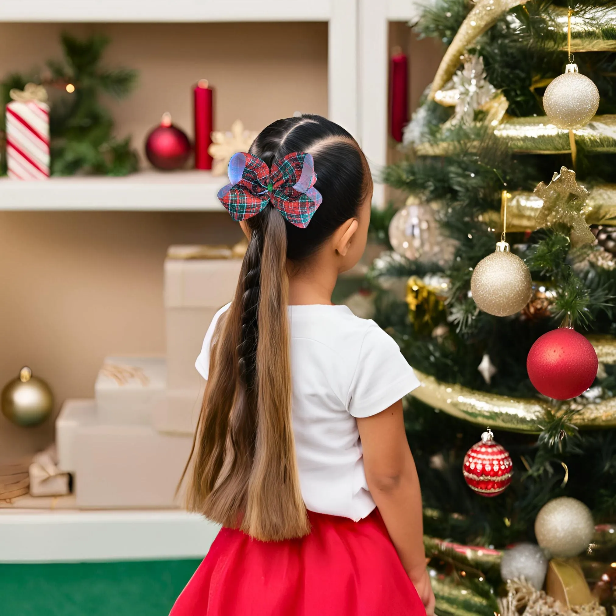 Red & Green Plaid | Ribbon Hair Bow