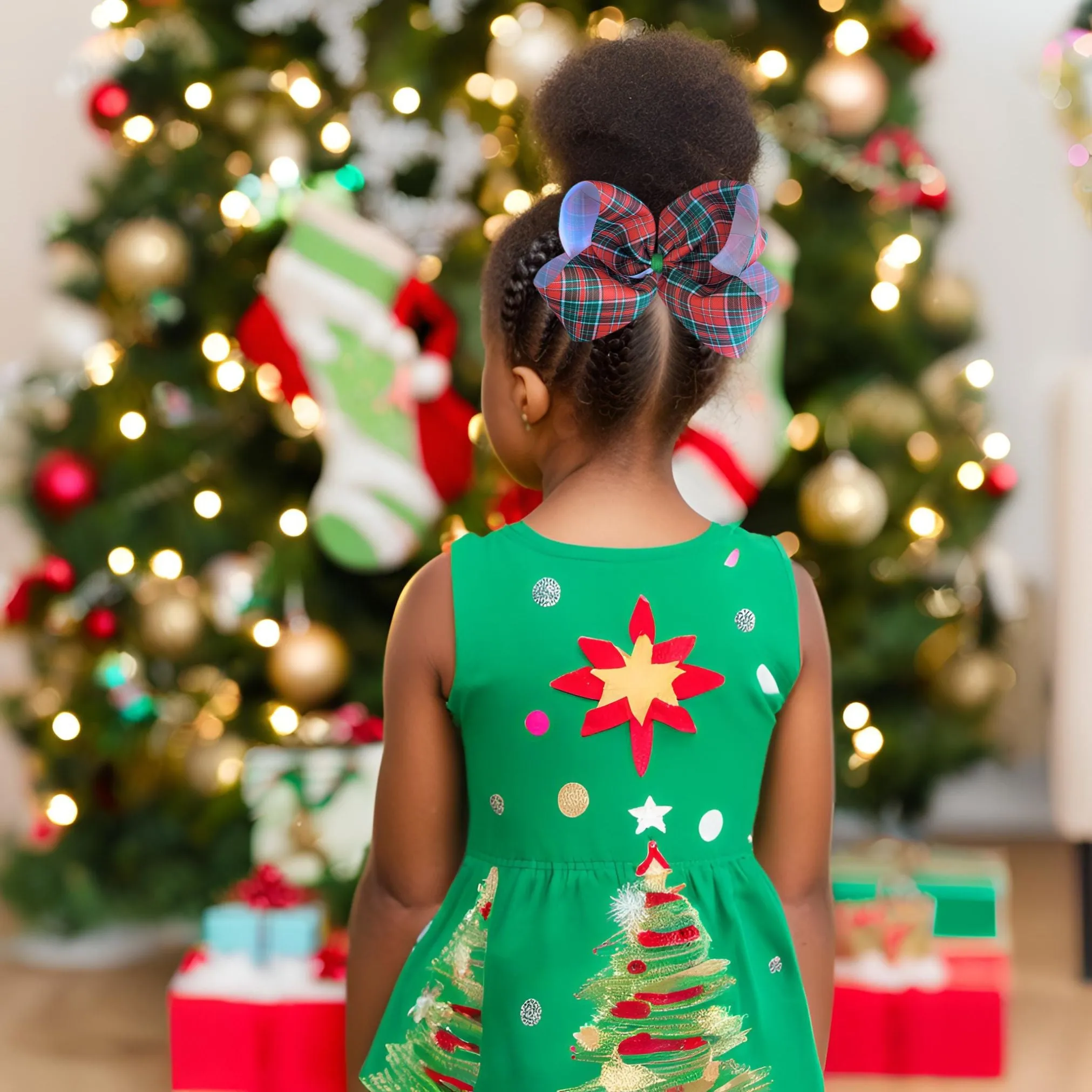 Red & Green Plaid | Ribbon Hair Bow