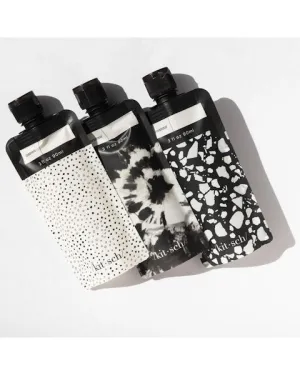 Refillable Travel Pouches 3PC Set- Black & Ivory