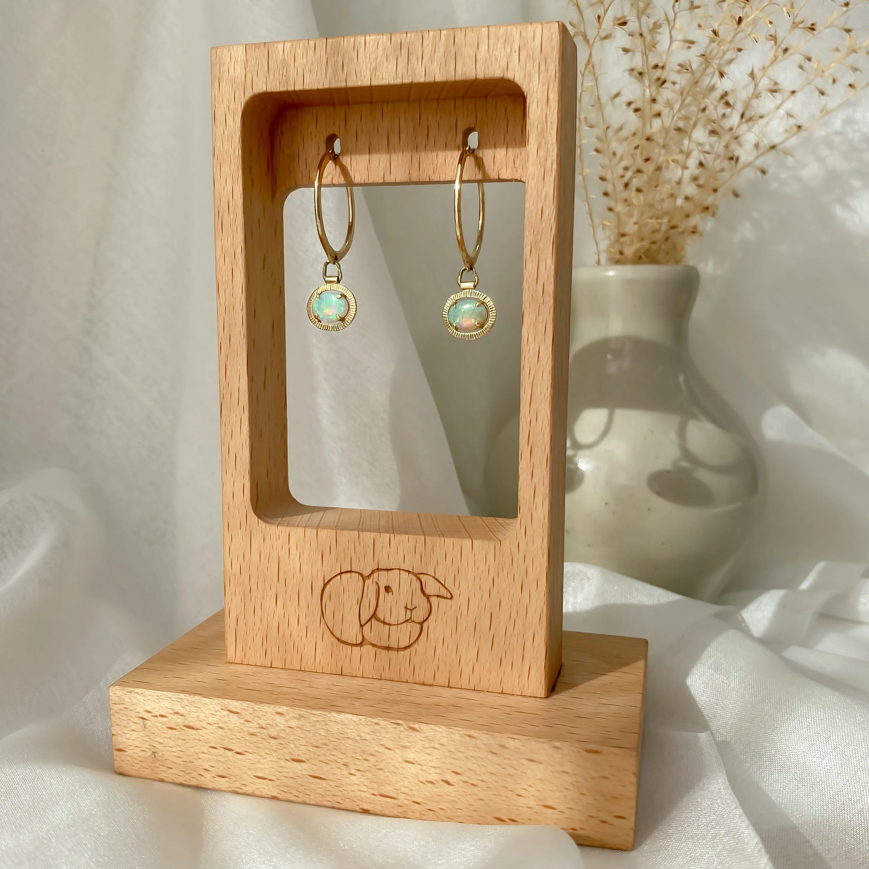 Reworked Opal Hoops | Recycled 14k Gold